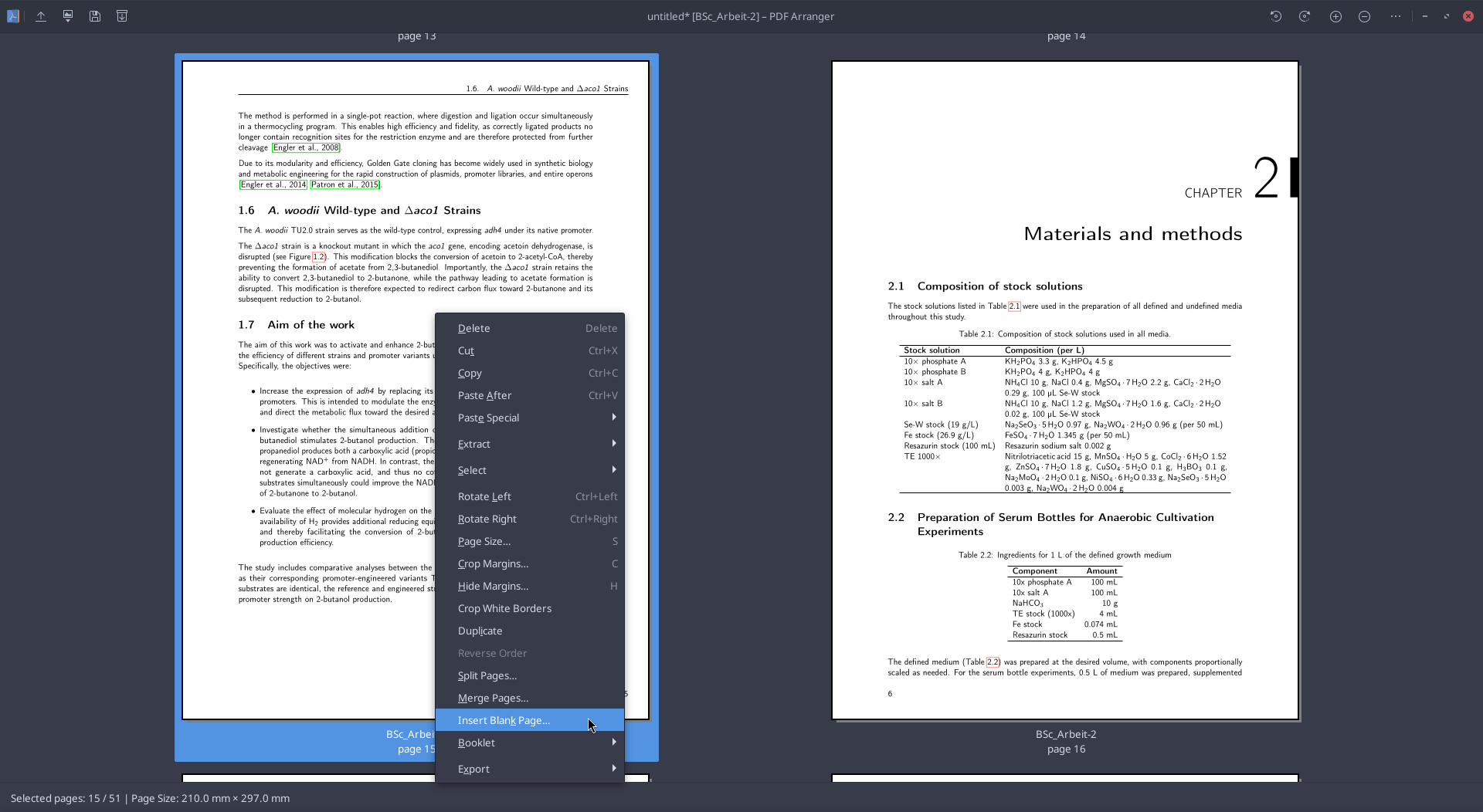 Leerseite in PDF Arranger einfügen