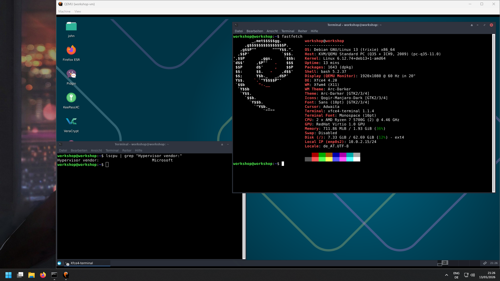 Screenshot der Workshop-VM